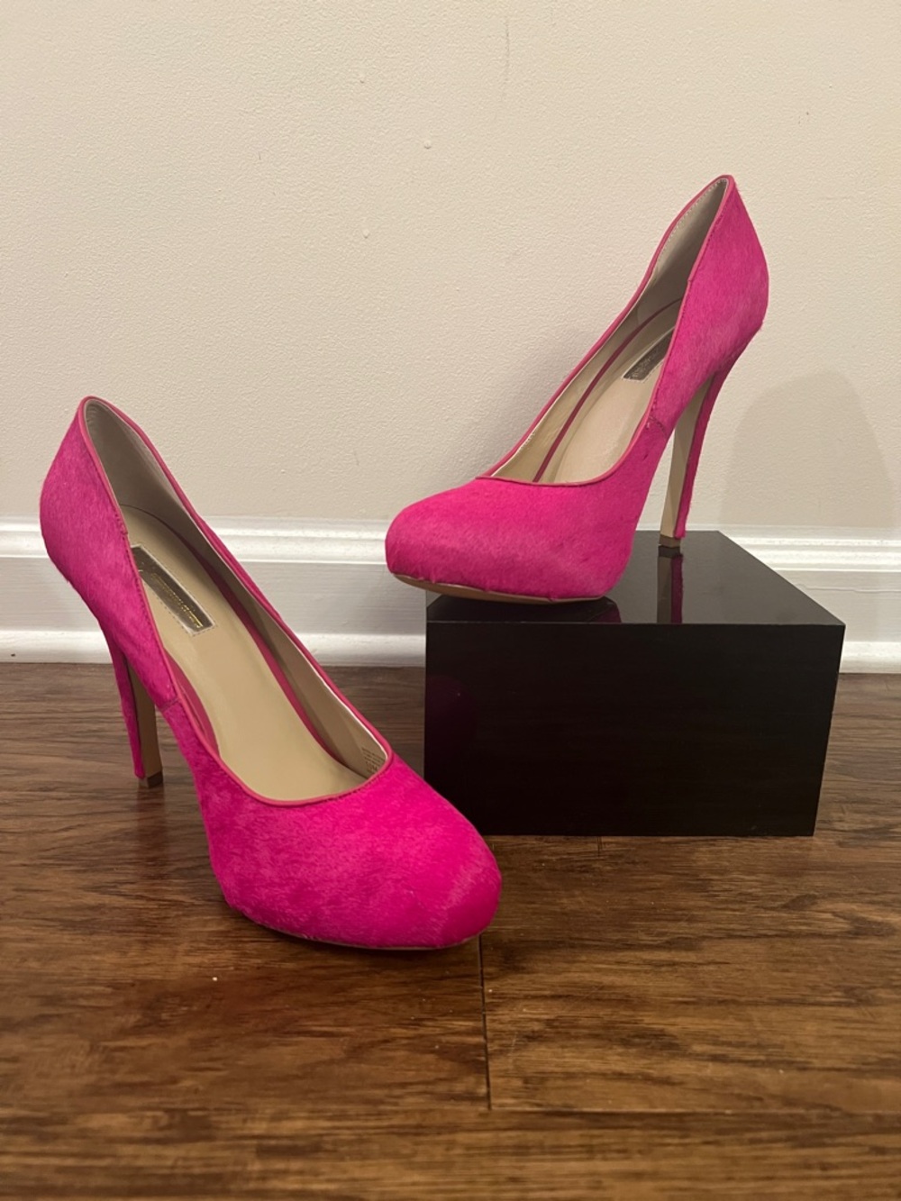 INC International Concepts Hot Pink Calf Fur Platform Stiletto Pumps